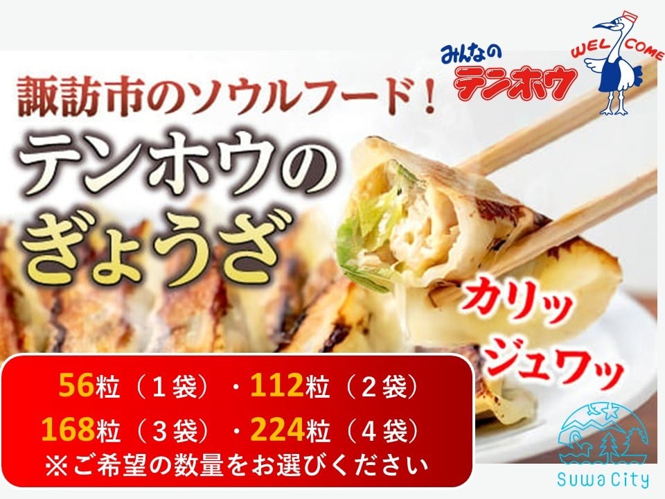 
            テンホウのぎょうざ（袋入り/冷凍生）1袋[56粒]・2袋[112粒]・3袋[168粒]・4袋[224粒]（シナモン・八角入り）／ テンホウ ぎょうざ ギョウザ 餃子 冷凍 信州 長野県 諏訪市 諏訪 【21-01030405】
          