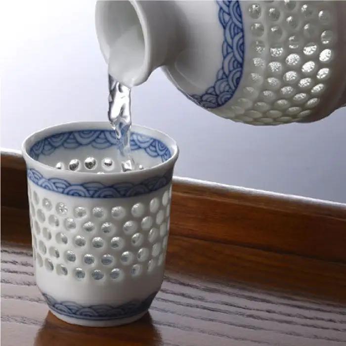 【波佐見焼】【特別な日に♪】水晶青海波 酒器 とっくり おちょこ セット 食器 皿 【丹心窯】 [AB02]  父の日 波佐見焼