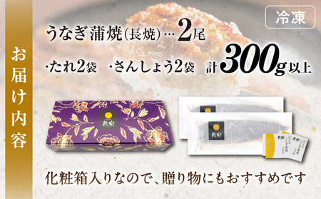 うなぎ蒲焼2尾(さんしょう・たれ付き)計300g以上 鰻 魚 魚介 加工品 九州産 国産_T026-001【人気 鰻 うなぎ ギフト 鰻 うなぎ 食品 鰻 うなぎ おかず 鰻 うなぎ  お土産 鰻 う