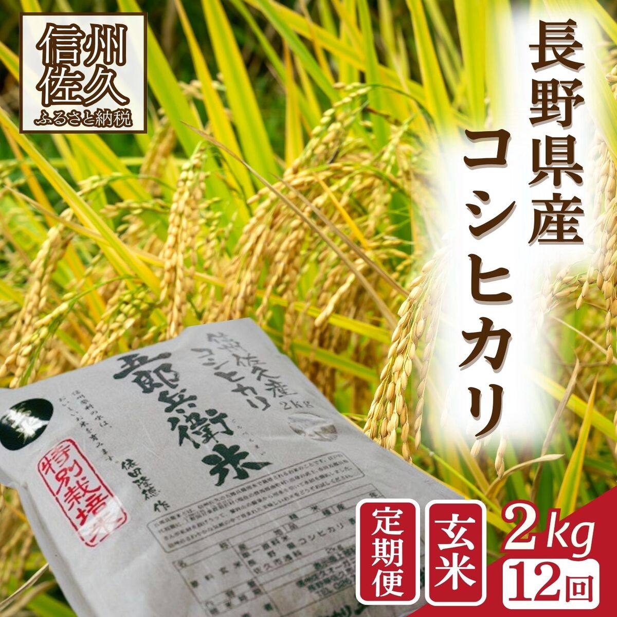 【ふるさと納税】【令和7年産・玄米2kg×12カ月定期便】特別栽培米 五郎兵衛米〈2025年9月中旬頃～順次発送〉 先行予約 新米 信州 こしひかり【 米 コメ 玄米 お米 こめ おこめ 備蓄品 コシヒカリ 長野県 佐久市 】