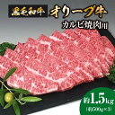 【ふるさと納税】黒毛和牛オリーブ牛　カルビ焼肉用　約500g×3 ブランド牛 柔らかい肉質 BBQ 小分け 冷凍