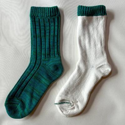 ふるさと納税 桐生市 【ezu】hietori kutsushita/グリーン◆シルク×コットンの二重構造靴下