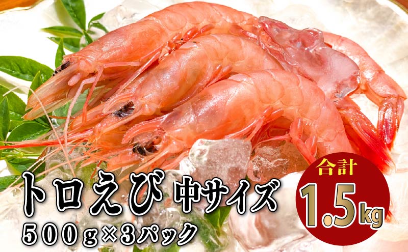 トロ えび 冷凍 海老 中 サイズ 1.5kg 500g 3パック お刺身 エビチリ エビ餃子 静岡 沼津