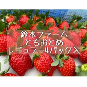 【12月より発送】鈴木ファームの★完熟★朝摘み★とちおとめ　4パック入り【配送不可地域：離島・北海道・沖縄県・九州】【1259129】