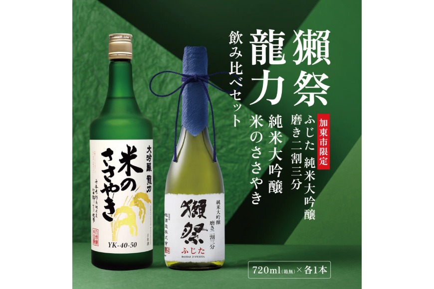 獺祭 ふじた 磨き二割三分 ・ 龍力 米のささやき 飲み比べ 720ml 2本セット [ 加東市特A地区産山田錦 旭酒造 本田商店 日本酒 酒 お酒 純米大吟醸 大吟醸 四合瓶 贈答用 ]