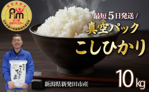 【最短5日発送】こしひかり 10kg 令和7年産 5kg×2袋 真空パック 五つ星お米マイスター 新潟県産 新発田産 コシヒカリ 備蓄 非常 防災 長期保存 アウトドア ごはん ご飯 お米 米 こめ 新潟県 新発田市 三糧 sanryo003_01_2025