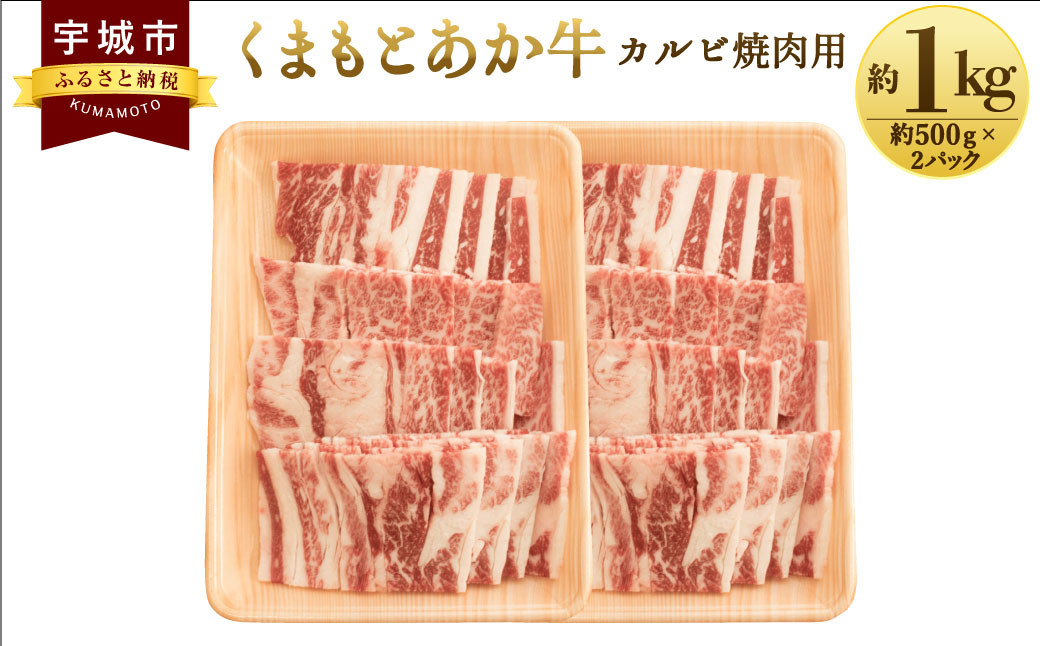 くまもとあか牛 カルビ 焼肉用 約1kg(約500g×2パック) 和牛 牛肉