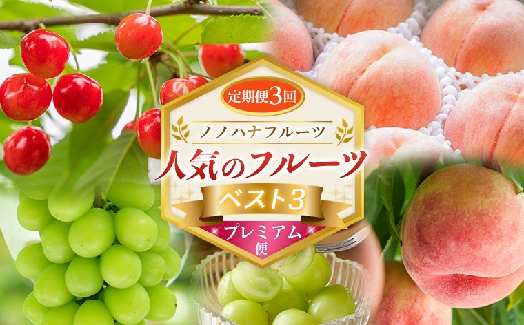 
                  【定期便3回】ノノハナフルーツ 人気のフルーツベスト3 プレミアム便 FY26-224
                