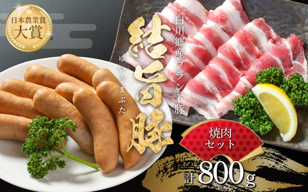 結旨豚 焼肉 セット バラ焼肉 500g ソーセージ 300g 計800g 冷凍真空パック | 肉 お肉 豚肉 国産 食べ比べ 白川郷 岐阜県 白川村 ブランド豚 人気 おすすめ ギフト 11000円 飛騨高山ミート [MS023]