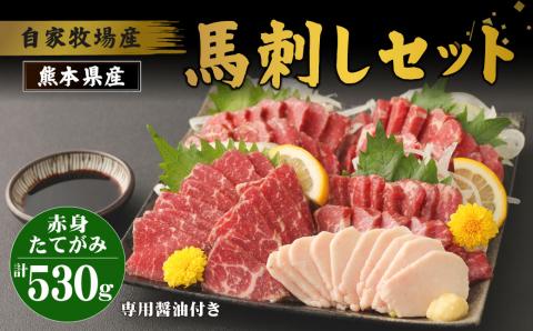 自家牧場産 馬刺し セット 赤身・たてがみ 計530g 専用醤油付き