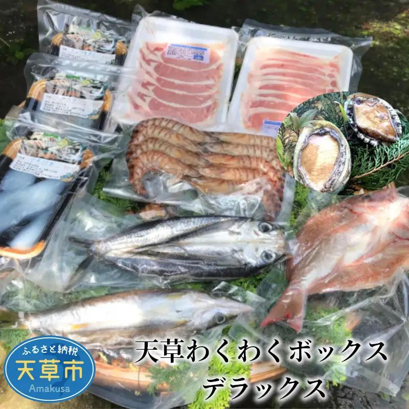 S059-010A_天草わくわくボックスデラックス / 車エビ あわび ロザリオポーク 魚刺身 一夜干し