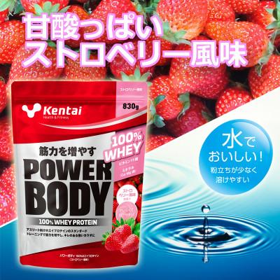 ふるさと納税 磐田市 【トレーニングで筋力向上を志す方へ】パワーボディ100%ホエイプロテイン　ストロベリー　830g