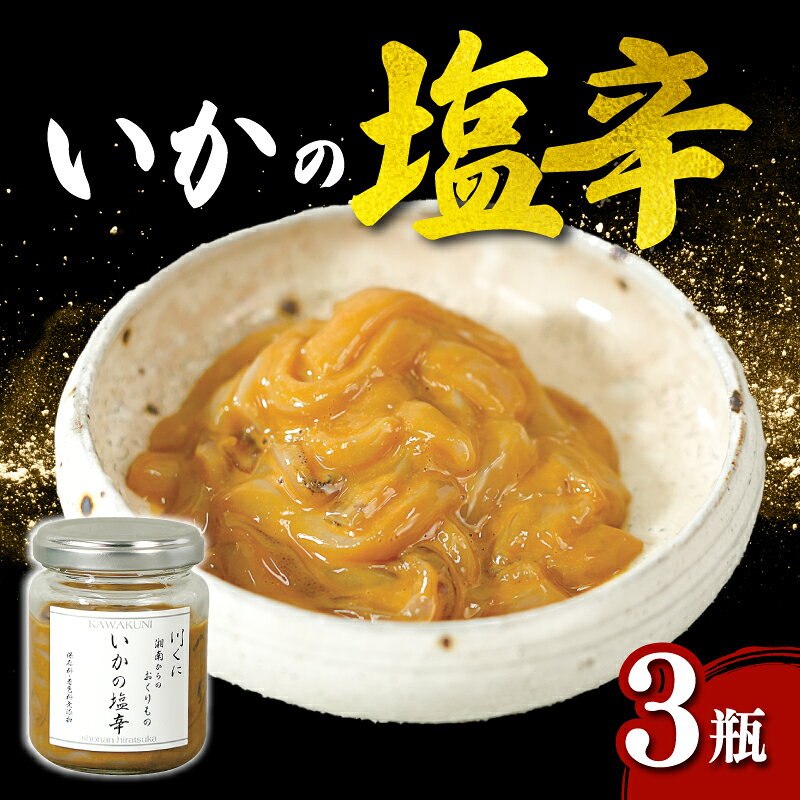 【ふるさと納税】 いか イカ塩辛 3瓶 (100g×3瓶) 塩辛 烏賊 イカ イカの塩辛 塩辛 おつまみ 急速冷凍 瓶詰め 米 に合う ご飯 おかず 小分け 冷凍 海産物 いか塩辛 いかの塩辛 烏賊 冷凍 はちみつ 湘南 お取り寄せ グルメ 人気 おすすめ 10,000円 1万円 川国 神奈川県 平塚市