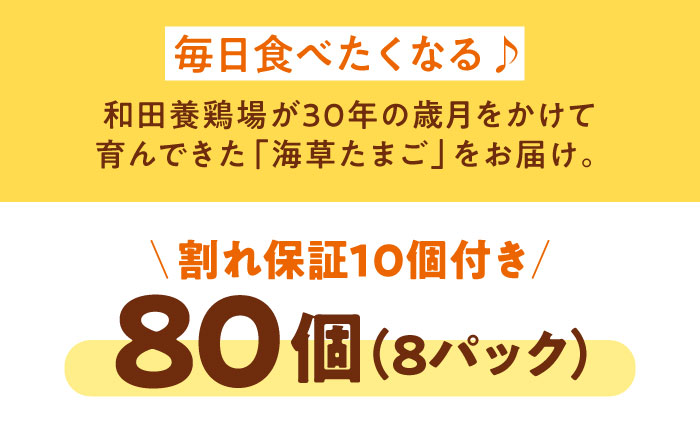 平飼い 海草たまご 8パック（80個入り）割れ保証あり 愛媛県大洲市/和田養鶏場 卵 たまご 鶏卵 卵料理 玉子 [AGDQ003]