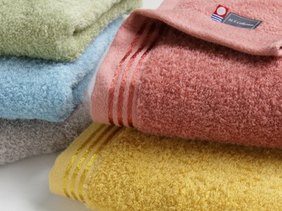 【シルキーイエロー＆シルキーブルー】トリプルボーダーシャワー タオル 2枚 ＆ ハンド タオル 2枚セット SP-50 大正紡績糸使用 今治タオル ブランド 認定品_11162-7