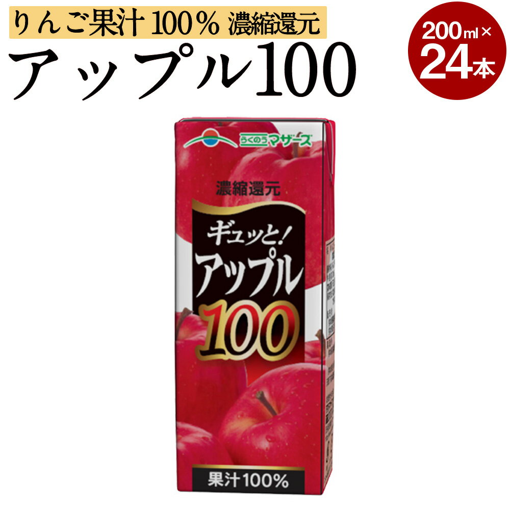 【ふるさと納税】アップル100 200ml 24本 合計4,800ml 4.8L アップルジュース 果汁100％ 林檎 りんご リンゴ ジュース りんごジュース 紙パック 常温 長期保存 九州 熊本県 送料無料