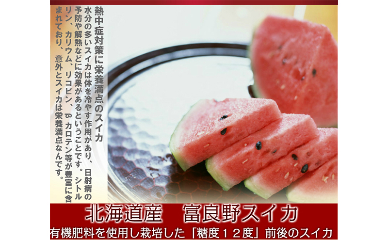 【2025年7月～発送】すいか 2L 1玉 ≪6kg以上≫ 北海道 富良野市 (スイートベジタブルファクトリー) フルーツ 果物 新鮮 甘い 贈り物 ギフト 道産 おやつ デザート ふらの ブランド 