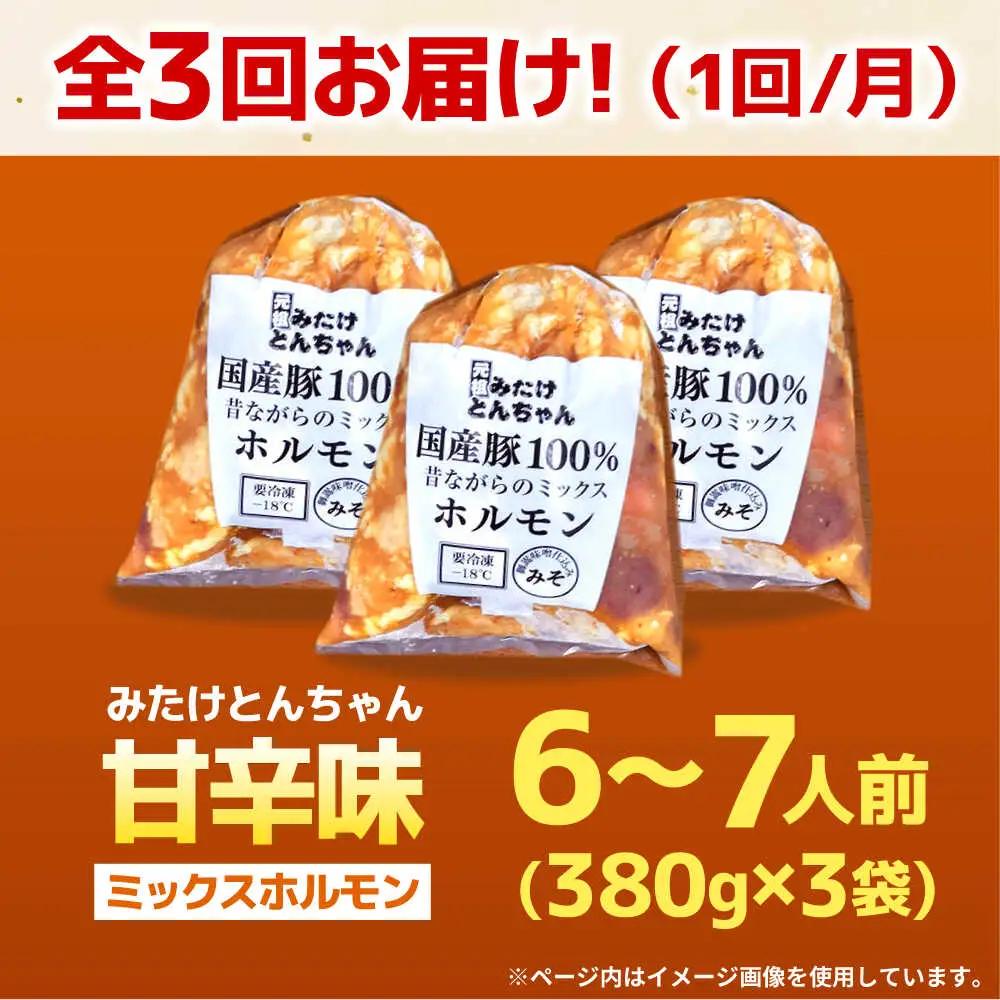 【3回定期便】 「元祖みたけとんちゃん」 昔ながらのミックスホルモン 3袋（6人前） / モツ もつ レバー ホルモン / 御嵩町 / 藤よし[AVAA085]