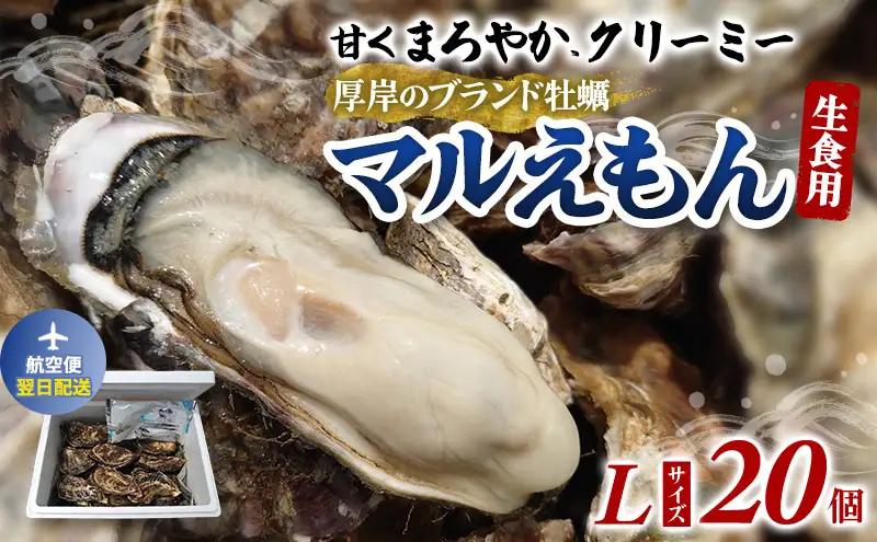 [翌日配送]厚岸産牡蠣 マルえもん Lサイズ 20個 ブランド牡蠣