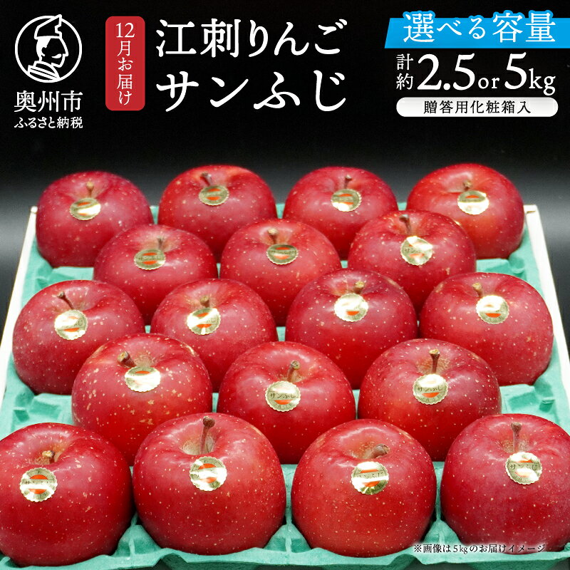 【ふるさと納税】 江刺りんご サンふじ 選べる容量 約2.5kg 約5kg 贈答用化粧箱入 【12月お届け】 期間限定 数量限定 秀品 林檎 りんご ブランドフルーツ サンフジ フルーツ 果物 贈答 ギフト お歳暮 [AQ007]