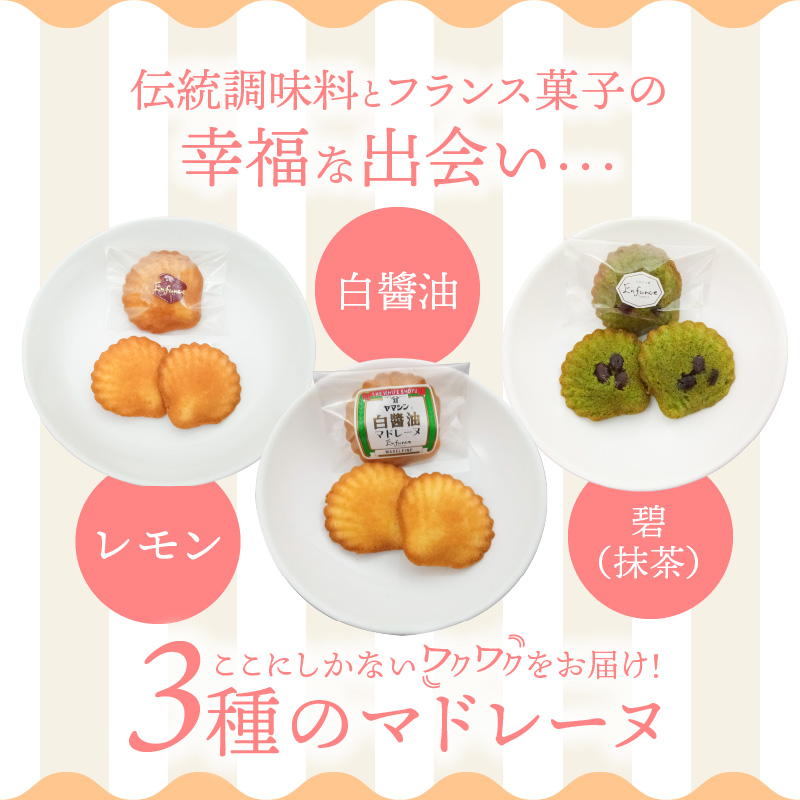 マドレーヌ味比べセット（白しょうゆ・抹茶・レモン） H043-012