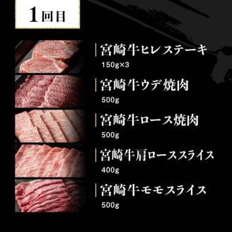 【定期便】宮崎牛３ヶ月定期便Ｄ‐２【 4大会連続日本一 国産 九州産 肉 牛 宮崎県産 牛肉 黒毛和牛 ミヤチク 全3回 】