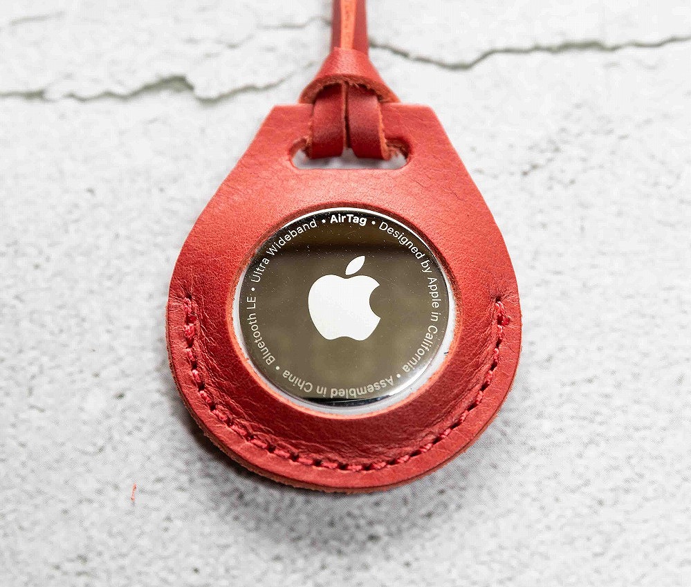 エアタグ用 ケース カバー レザー 本革 apple airtag 【レッド】