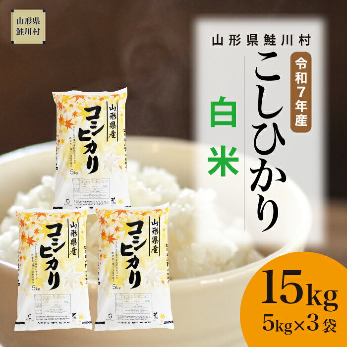 【ふるさと納税】＜令和7年産米＞ 鮭川村 コシヒカリ 【白米】 15kg （5kg×3袋）＜配送時期選べます＞