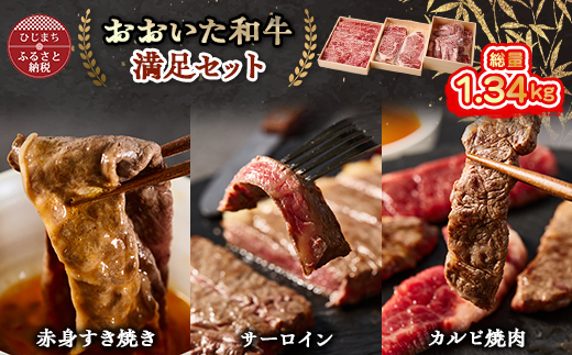 おおいた和牛 満足セット(カルビ焼肉・赤身すき焼き・サーロインステーキ)【配送不可地域：離島】