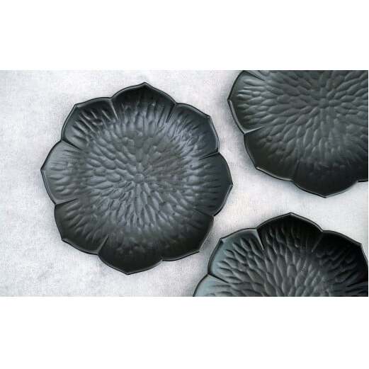 有田焼 flower plate 桔梗/漆黒 5枚セット 深海三龍堂 お皿 プレート 取り皿 ケーキ皿 パン皿 シンプル 食器 AA40-164_イメージ3