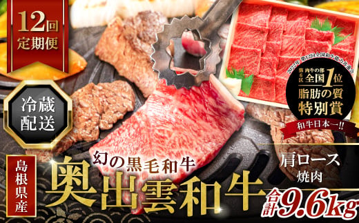 【冷蔵配送】全国大会W受賞！奥出雲和牛肩ロース焼肉の定期便800g×12回 （毎月21日お届け）【牛肉 定期便 肩ロース焼肉 800g 12回 焼肉 人気 冷蔵 国産 奥出雲和牛 黒毛和牛 ブランド牛 贅沢 お祝い 贈り物 プレゼント ギフト】