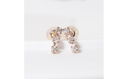 K18 0.14ct ラインダイヤモンドピアス  山梨 ダイヤモンド ゴールドピアス ジュエリー アクセサリー K18 イエローゴールド ピンクゴールド レディース ダイヤ0.07ct×2 カラット 