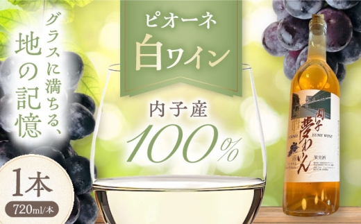 ワイン 内子夢わいん 白ワイン (ピオーネ) 約720ml 1本 / ワイン 白ワイン ピオーネ わいん wine お酒 酒 洋酒 愛媛県 愛媛 内子町 国産ワイン 日本ワイン 果実酒 送料無料 人気 家飲み 宅飲み 美味しい ワイン わいん 白ワイン ピオーネ 地ワイン 単一品種 愛媛 内子町 国産 ふるさと納税 お取り寄せ ギフト 特産品 四国 【企業組合内子ワイナリー】 [BKAG008]