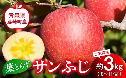 【先行予約】 皮ごとバリッ！ 葉とらず サンふじ 約3kg (8～11個) 特A ご家庭用 【グランドアップル】 青森りんご 林檎 リンゴ ご家庭用 葉取らずりんご 発祥の地 果物 フルーツ 青森県産 藤崎町 おすすめ F41-0020