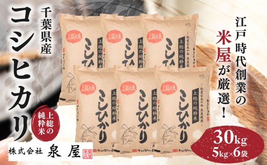 令和7年度産  上総の純粋米  「コシヒカリ」　30kg 　(5kg×6) 【厳選】　千葉県産 / ふるさと納税 コシヒカリ こしひかり お米 米 こめ うるち米 うるち精米 千葉県 木更津市 送料無料 数量限定 限定 チョイス限定KCV004