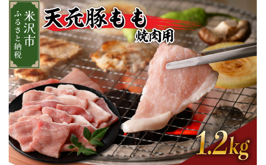 豚肉 天元豚 もも 焼肉用 1.2kg ( 300g × 4パック ) ブランド豚 精肉 ポーク スライス 焼き肉 国産 山形県 米沢市