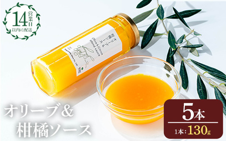 No.1261-E オリーブ&柑橘ソース (130g×5本) 油 オリーブ オリーブオイル セット 詰め合わせ 詰合せ 調味料 箱入り ギフト 贈答 プレゼント 柑橘 ソース ジュース 【鹿児島オリーブ】