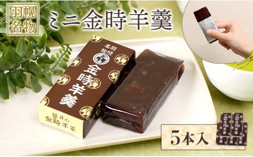 
            羽幌名物 ミニ金時羊羹5本入 | 金時 羊羹 計5本 老舗 梅月 ようかん 和菓子 全国菓子博覧会 金賞受賞 小豆 あずき スイーツ グルメ ご当地 取り寄せ お土産 北海道 羽幌町 羽幌【11110】
          