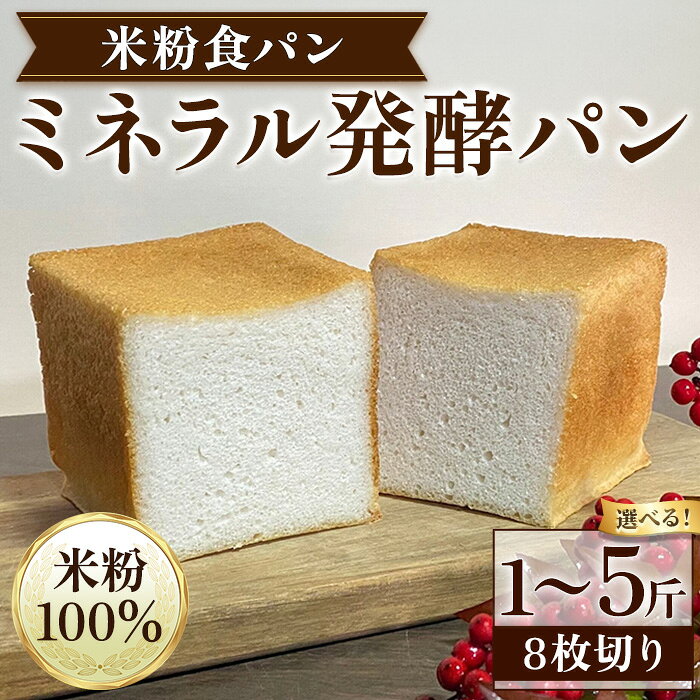 【ふるさと納税】＜選べる＞米粉食パン「ミネラル発酵パン」8枚切り(1斤～5斤) 米粉 グルテンフリー 小麦不使用 動物性食品不使用 神宝塩使用 ミネラルたっぷり 冷凍 【fc-TQ002】【リトリートかるむ】
