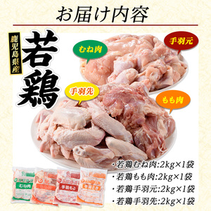 若どりムネ肉・モモ肉・手羽先・手羽元各2kgセット(合計8kg) 鶏肉 小分け 冷凍 鶏肉 もも 鶏もも肉 鶏むね肉 手羽先 手羽元 【まつぼっくり】matu-6101