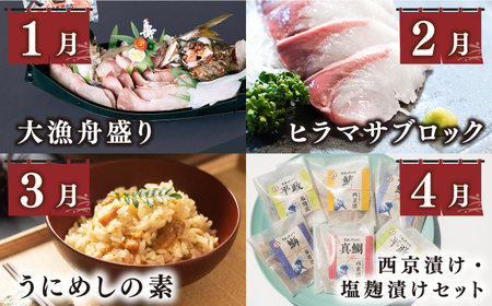 【全12回定期便】 海産物 ギョギョギョ 定期便 （壱）《壱岐市》 鯛 ブリ 刺身 鮮魚 海鮮 フグ とらふぐ [JZX009] 250000 250000円 25万円 魚介類 魚介類 おすすめ海産物
