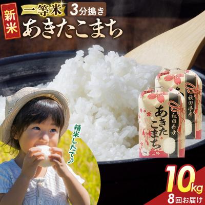 ふるさと納税 大仙市 定期8ヶ月 3分搗き あきたこまち 一等米 10kg 秋田県 R8年|22_kml-041008s