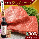 【ふるさと納税】【全3回定期便】熊本県産 あか牛 ランプステーキ セット 計300g ( 150g × 2枚 ) 冷凍 専用タレ付き あか牛のたれ付き モモ 熊本和牛【有限会社 三協畜産】[YCG050]