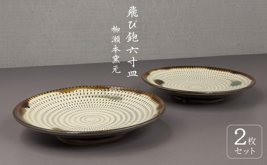 
FJ4【柳瀬本窯元】飛び鉋六寸皿2枚組

