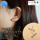 【ふるさと納税】 アコヤ真珠 7～7.5mm ピアス K18 真珠 パール 伊勢志摩 志摩 アクセサリー ギフト プレゼント パール 母の日 人気 ホワイトデー / 志摩産 アコヤ真珠 7-7.5ミリ 3粒 ライン ピアス (K18YG)