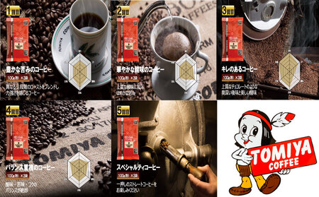 【 5ヶ月定期便 】おいしいコーヒーを飲もう 各月 100 g × 3 袋 (粉) 