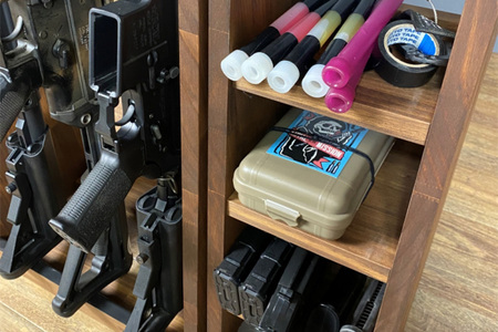 ライフルスタンド 3丁掛とマガジンラック4段のセット【本体：ブラウン】