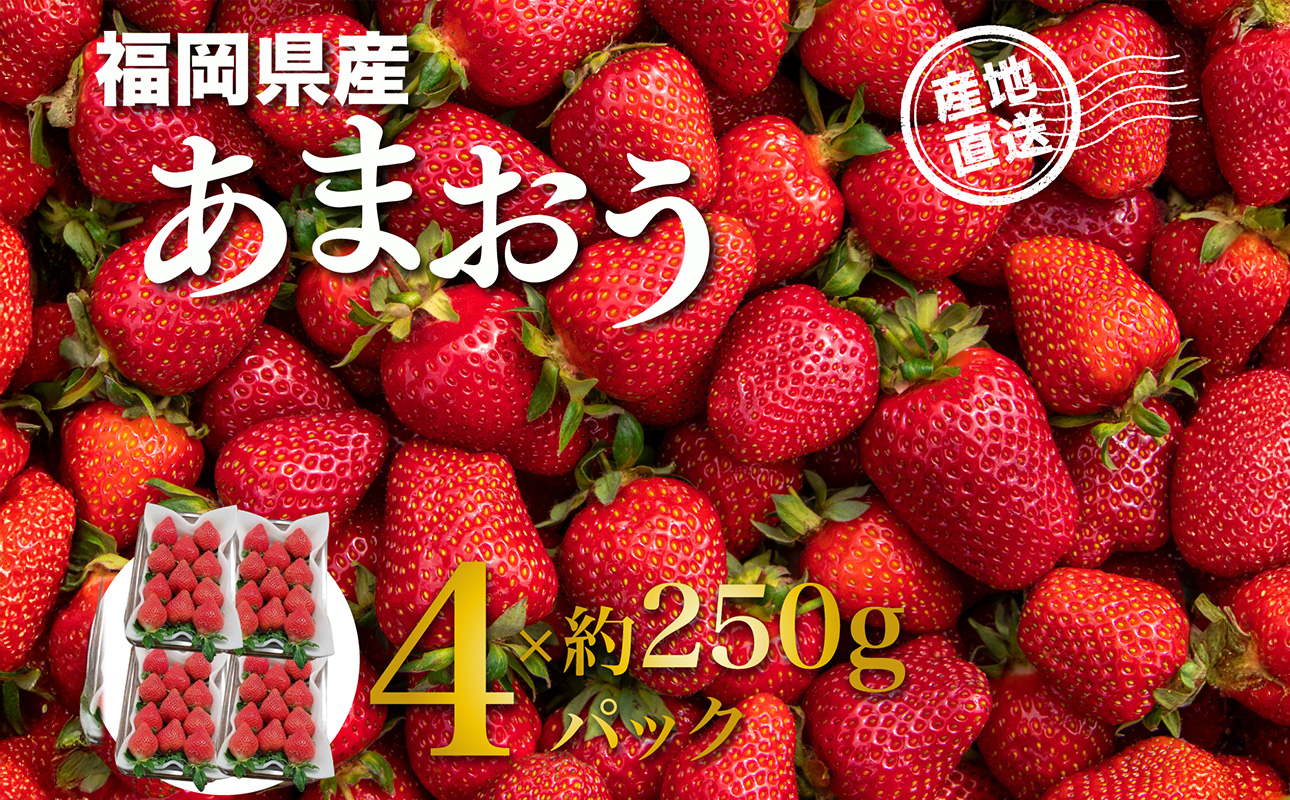福岡県産あまおう 約250g×4パック いちご イチゴ 苺 あまおう フルーツ 果物 くだもの 250g 4パック 福岡県 八女市