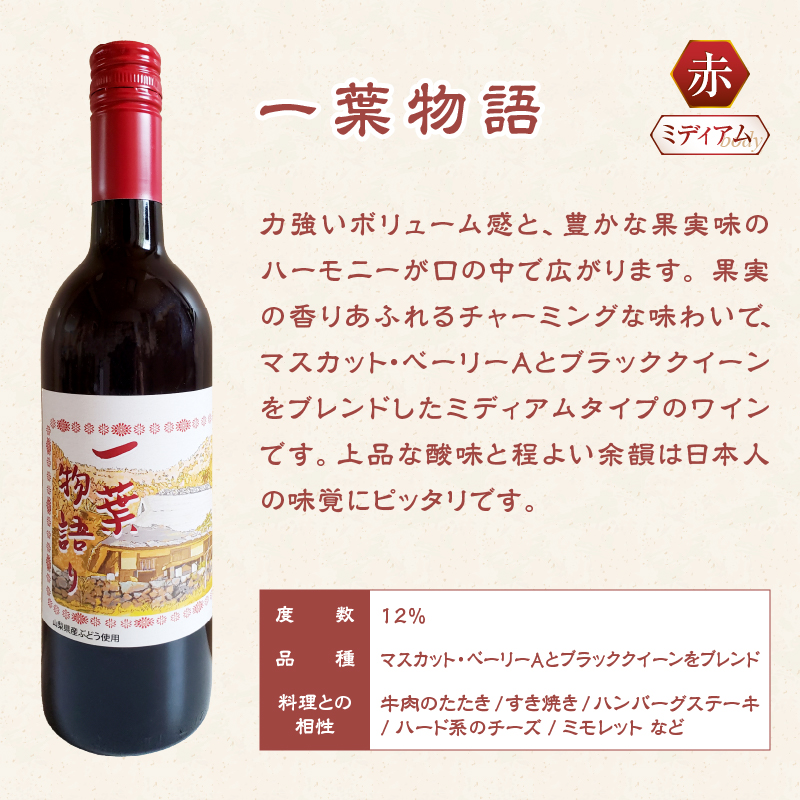 一葉物語・赤白ワイン750ml（シャトー勝沼）2本（EZS）B12-726