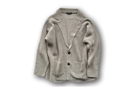 【阿部ニット】《グレー》片あぜ編みサマーニットジャケット（美濃和紙使用）Mサイズ F20C-434